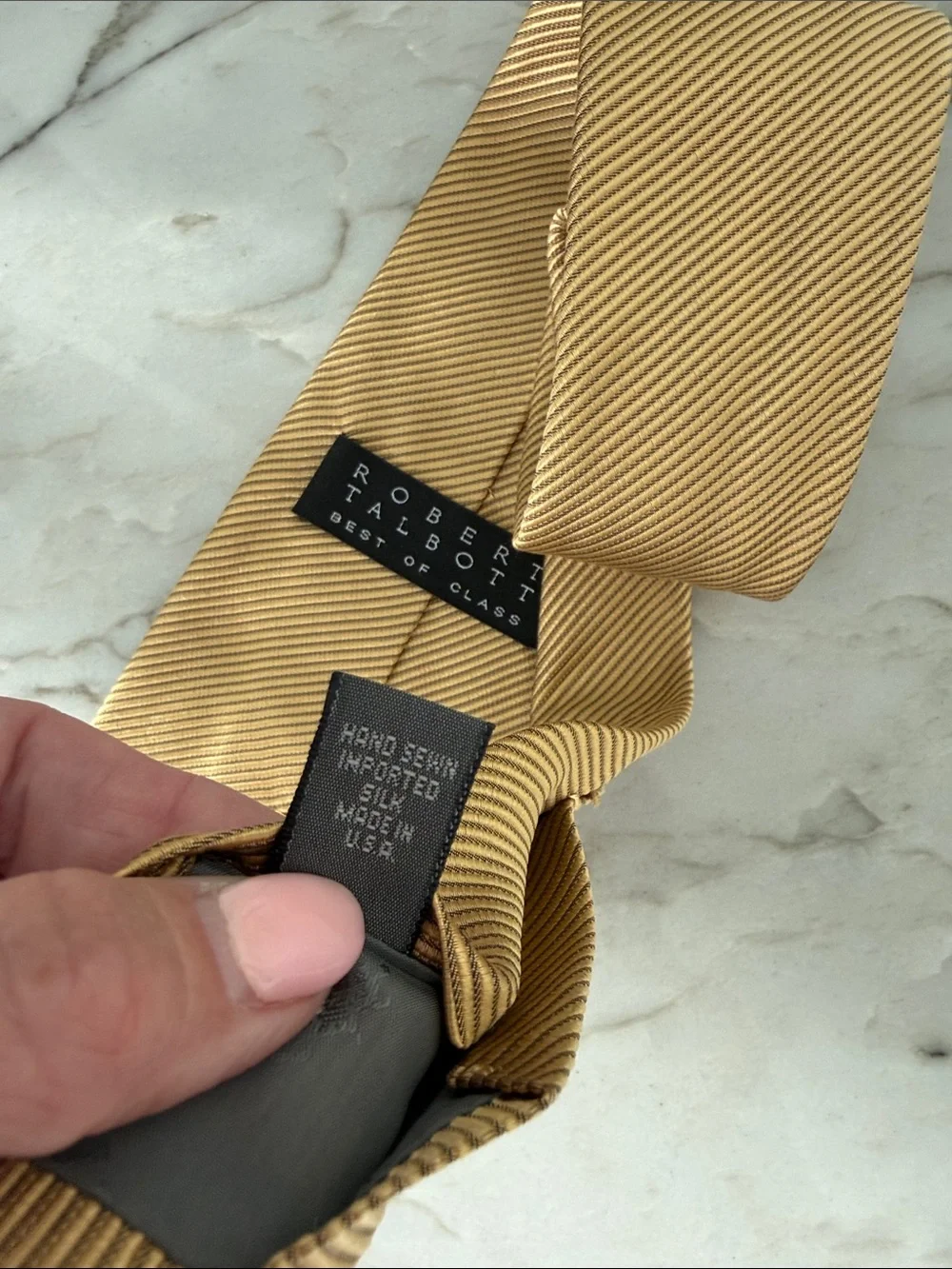Robert Talbott Classic Men's Gold Diagonal Stripe Tie